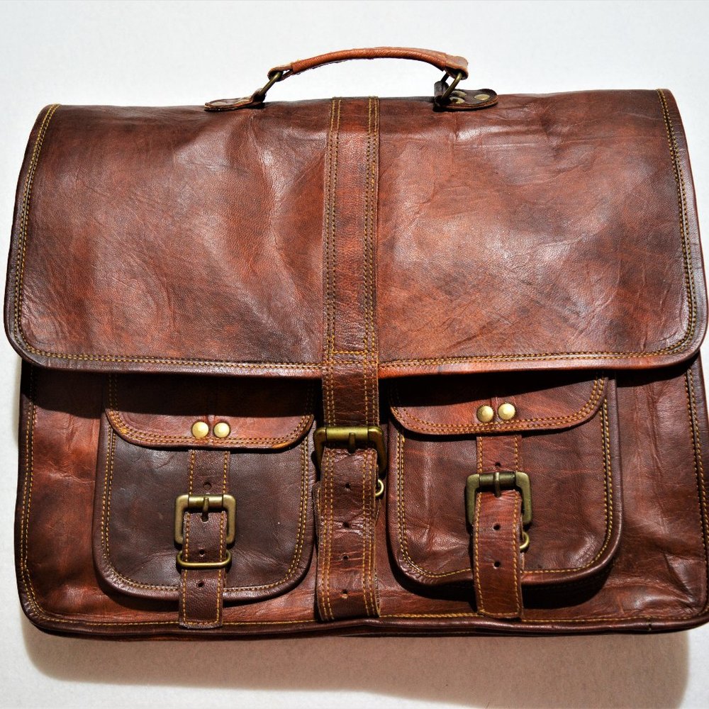 Genuine Leather Messenger Bag Laptop Briefcase Satchel